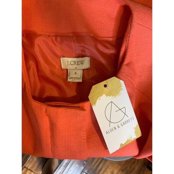 J. Crew Coral Pink 100% Cotton Long Hidden Zip Jacket Coat, Size 4 - Picture 5 of 5